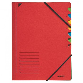 Třídicí desky s gumičkou Leitz A4, 7 dílů Červená