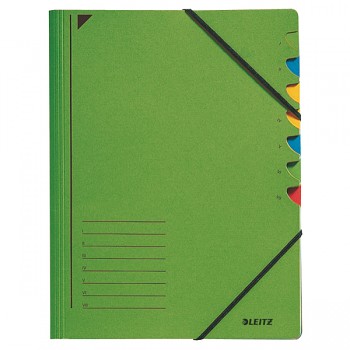 Třídicí desky s gumičkou Leitz A4, 7 dílů Zelená