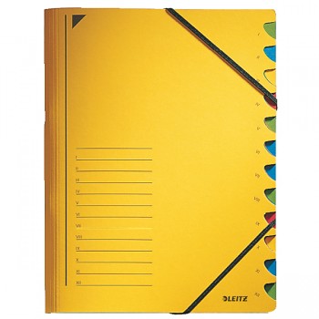 Třídicí desky s gumičkou Leitz A4, 12 dílů Žlutá