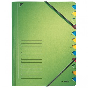 Třídicí desky s gumičkou Leitz A4, 12 dílů Zelená