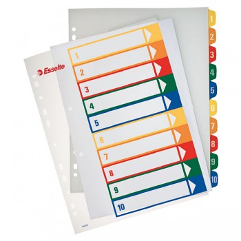 Celoplastové rejstříky Esselte popisovatelné na počítači A4 Maxi Mix barev