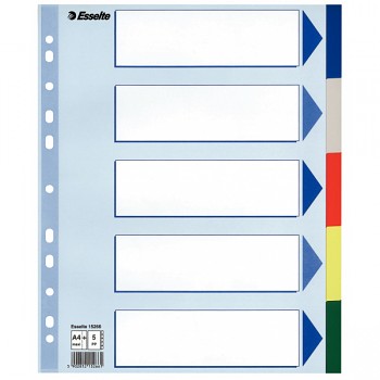 Plastové barevné rozlišovače Esselte, A4 Maxi Mix barev