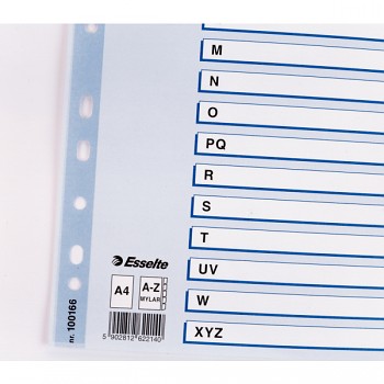 Zesílené kartonové rejstříky Esselte Mylar, A4 Mix barev A-Z