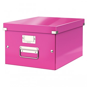 Střední archivační krabice Leitz Click & Store Metalická růžová