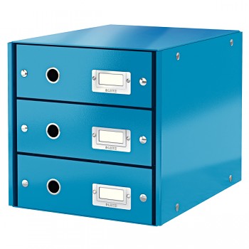 Zásuvkový box Leitz Click & Store se 3 zásuvkami Metalická modrá