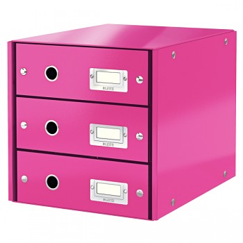 Zásuvkový box Leitz Click & Store se 3 zásuvkami Metalická růžová
