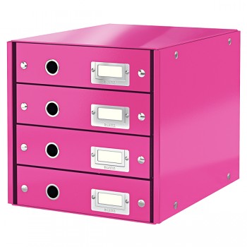 Zásuvkový box Leitz Click & Store se 4 zásuvkami Metalická růžová