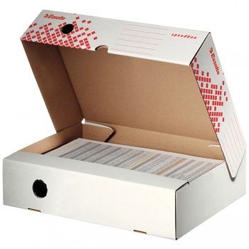 Rychle-složitelná horizontální archivační krabice Esselte Speedbox 80 mm Bílá